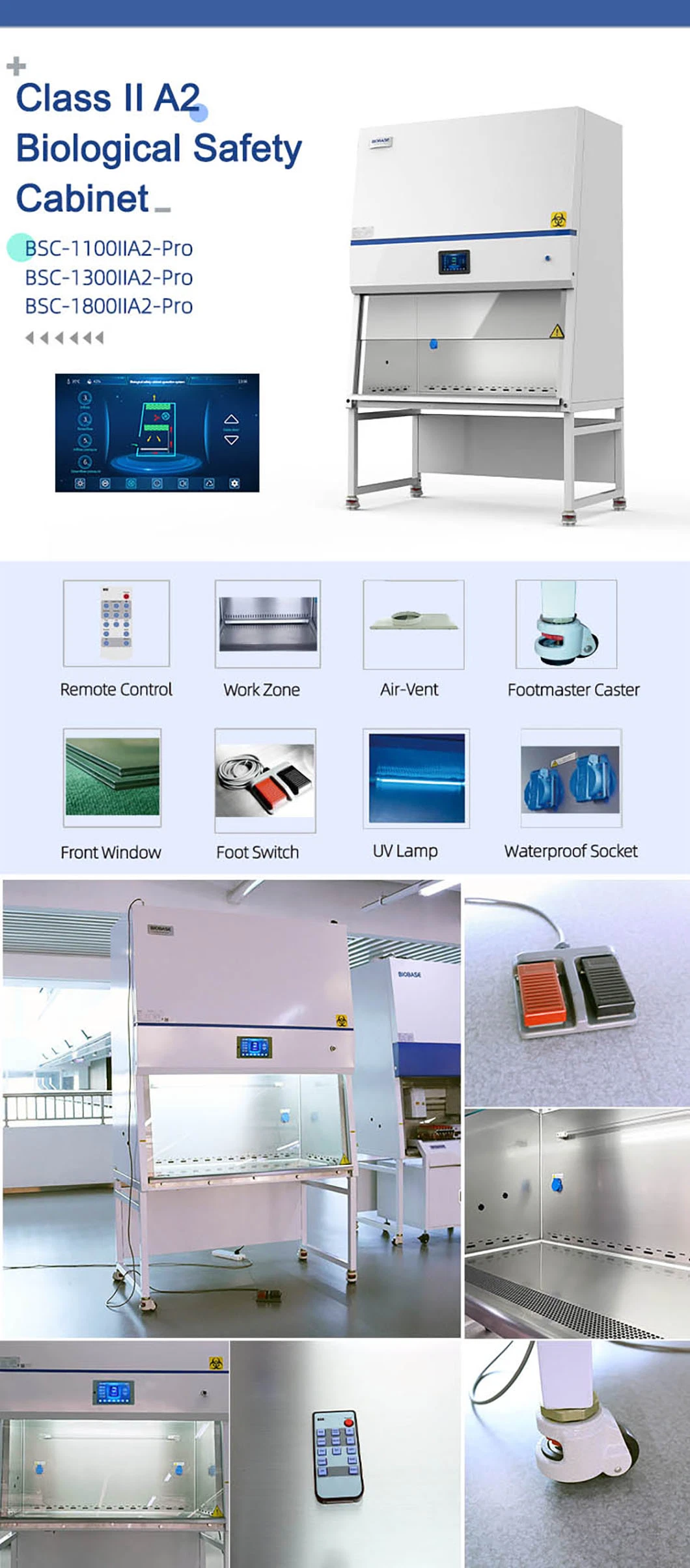 Biobase Lab Equipment Microbiological Level 2 Class II PCR Biological Safety Cabinet